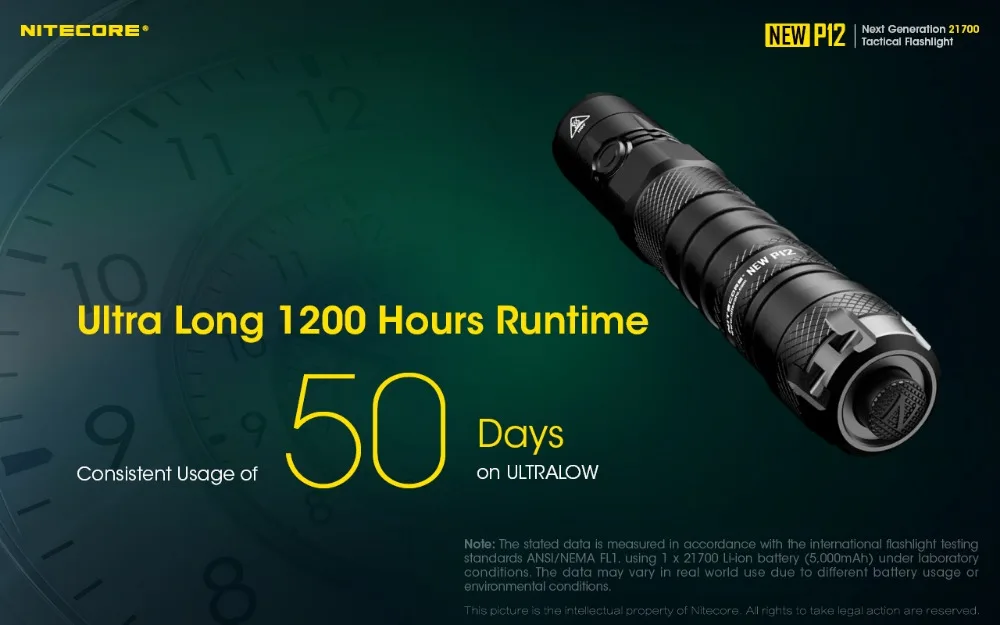 NITECORE, новинка, P12, тактический флэш-светильник, XP-L, HD, V6, Макс., 1200 люмен, луч, бросок, 238 м, уличный фонарь для сотрудников полиции, поисковый светильник