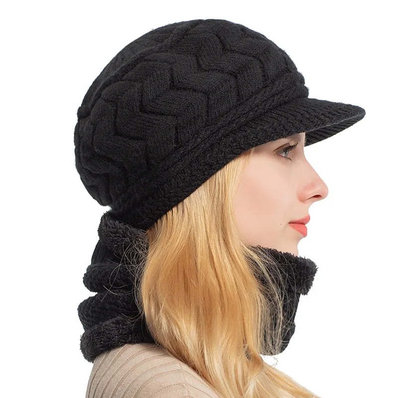 YOUBOME Fashion Winter Skullies Beanies Knitted Hat Scarf Female Hats For Women Men Baggy Girls Warm Thicken Caps | Аксессуары для