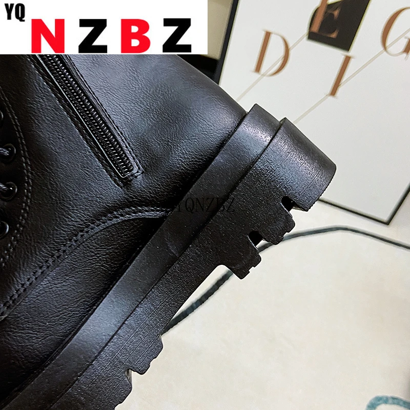 

YQNZBZ Size 34-43 2021 INS Woman Real Leather Ankle Boots Fashion Shoes Woman Short Winter Warm Boots Platform Heel Footwear