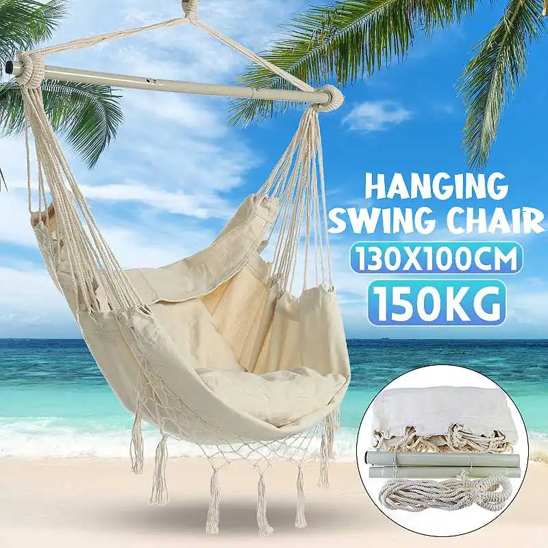 

Camping Hammock Portable Hanging Swing Chair Outdoor Furniture Hanging Rope Lazy Chair Swing Chair Garden Thickened Hammock