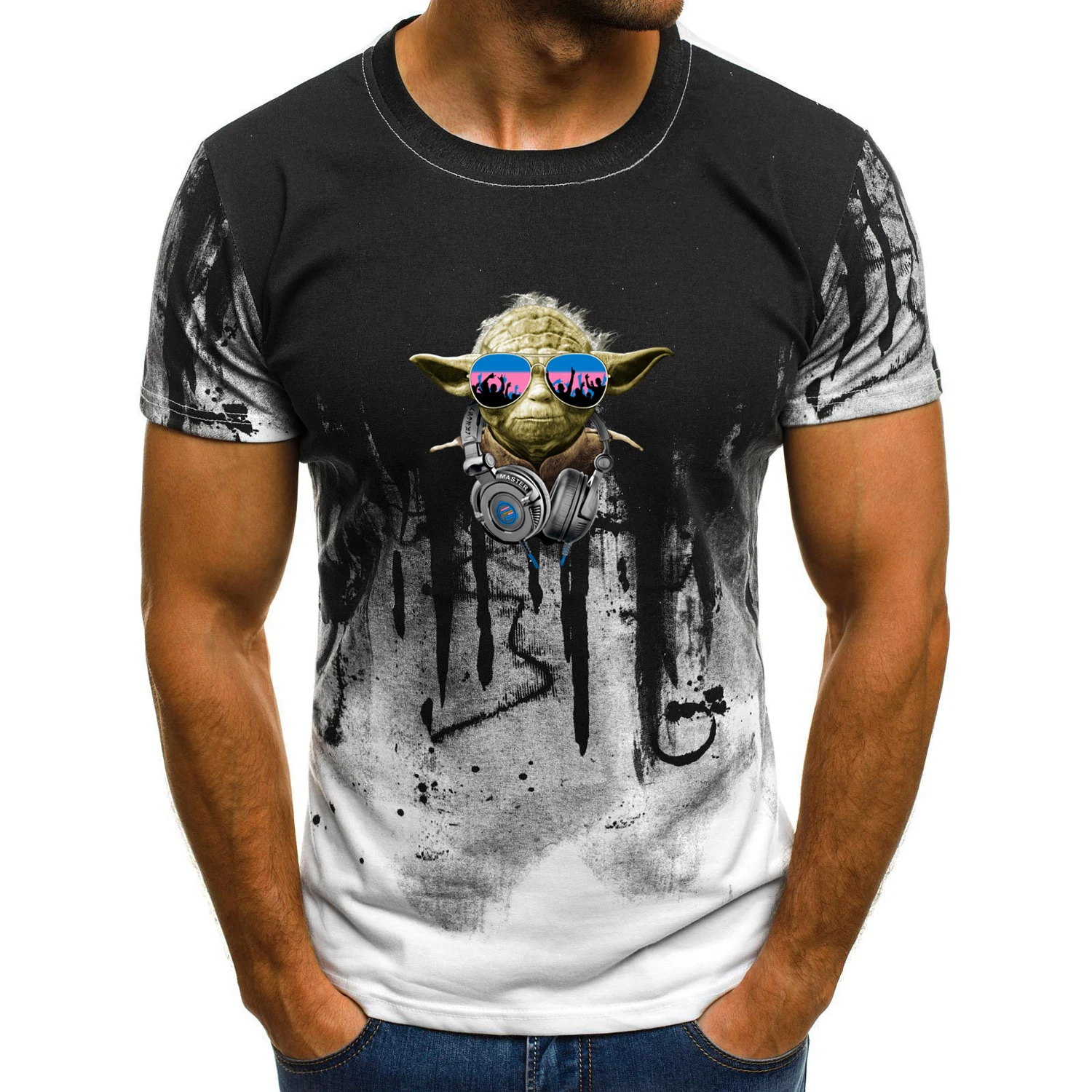 

New casual pet ink painting 3d printing T-shirt custom shirt fashion street round neck t-shirt oversize clothing male
