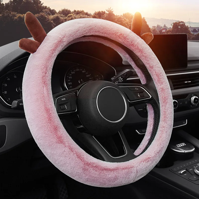 

Winter Steering Wheel Cover Thickened Plush Steering Wheel Covers Handlebar Cover Interior Handlebar Cover Fashion Car Accessory