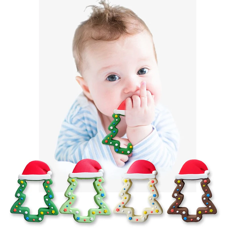 

New Infant Silicone Christmas tree molars Teether Molar Soothing Teeth Soother Chewing Toy Shower Gifts for Baby