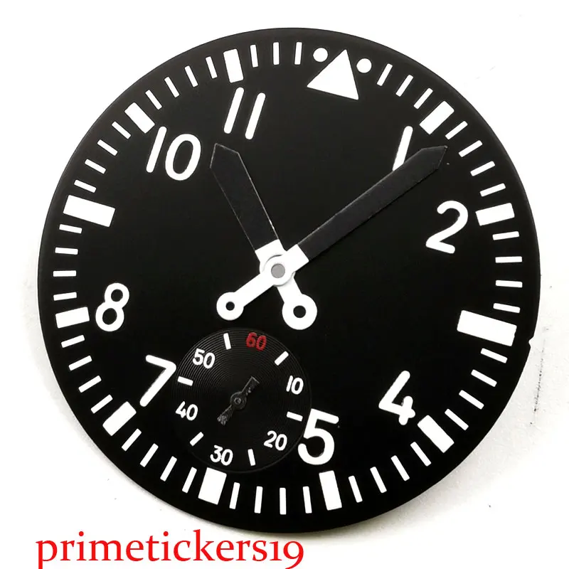 Мужские часы с механизмом 6498 черный циферблат Parnis 38 9 мм светящиеся знаки