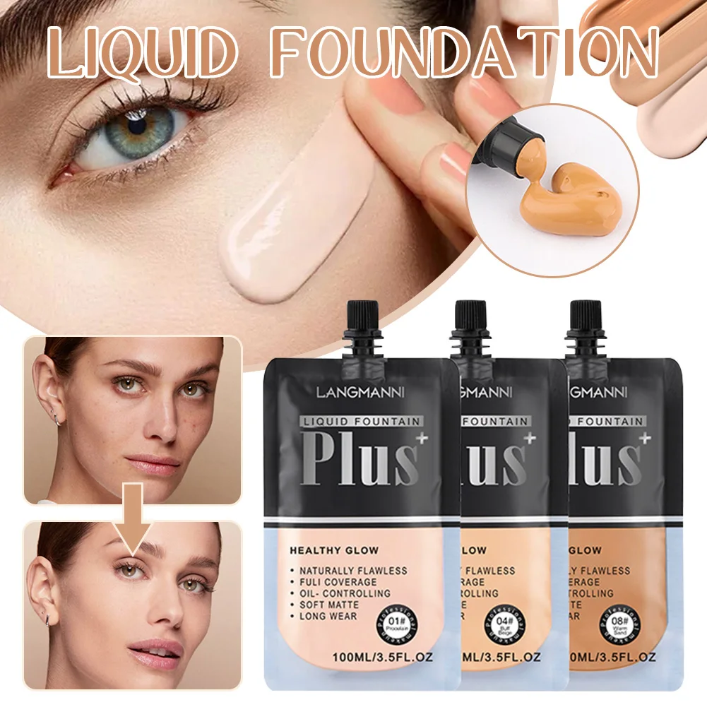 

Liquid Foundation Poreless Face Primer Full Coverage Oil Control Conceal Foundation Even Skin Tone Brighten Skin Cosmetics