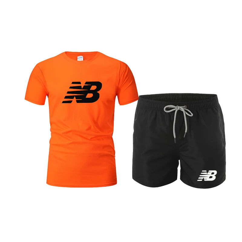 

2021 New Men's Sets Sports Suit shirt cotton homme N B plus size women clothing port wear men Beach Shorts Sleeve Shorts Summer