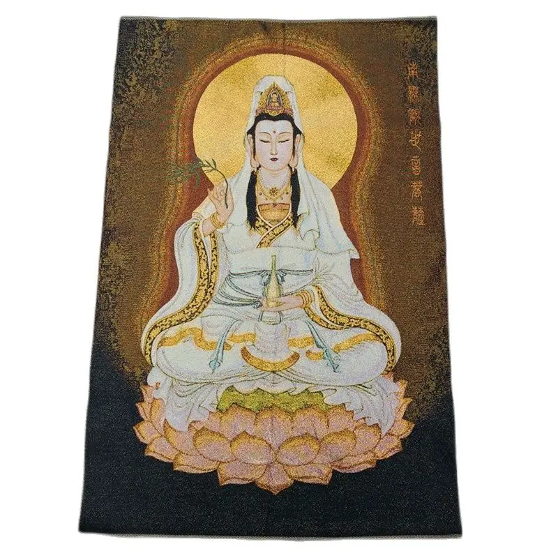 

Chinese Thangka Embroidery Handmade Silk Guanyin Bodhisattva Painting