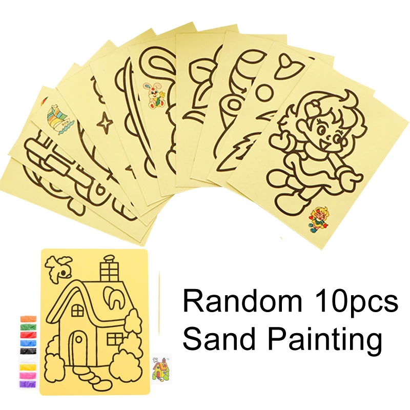 10S Sand painting 20 шт., для раннего обучения, креативные игрушки для рисования, для детей, магический скретч-арт, каракули, коврик для рисования, карты, подарки, GYH - Color: 10S Sand painting