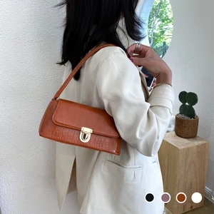 alligator leather shoulder bags female square underarm bag white bag crocodile pattern handbag for women luxury armpit bag purse free global shipping