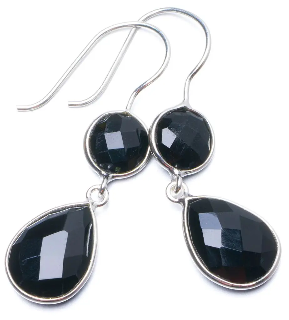 Уникальные серьги из серебра 925 пробы 1 5 с натуральным черным ониксом ручной