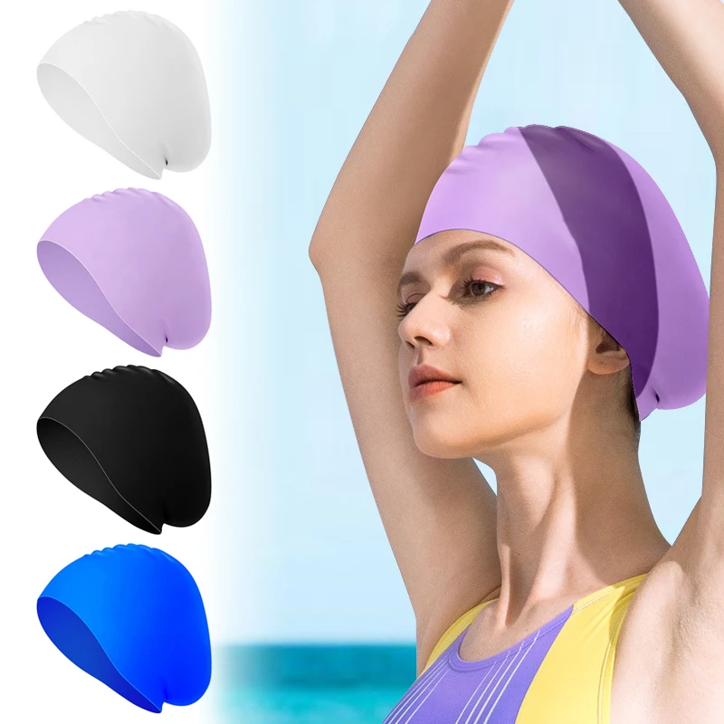 

Силиконовая шапочка для купания мужские и женские водонепроницаемые с утолщенными длинными волосами красочные силиконовые шапочки для пл...