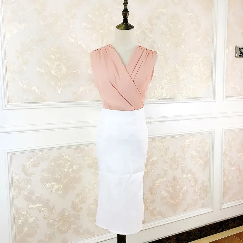 Женское летнее розовое платье без рукавов с V-образным вырезом |