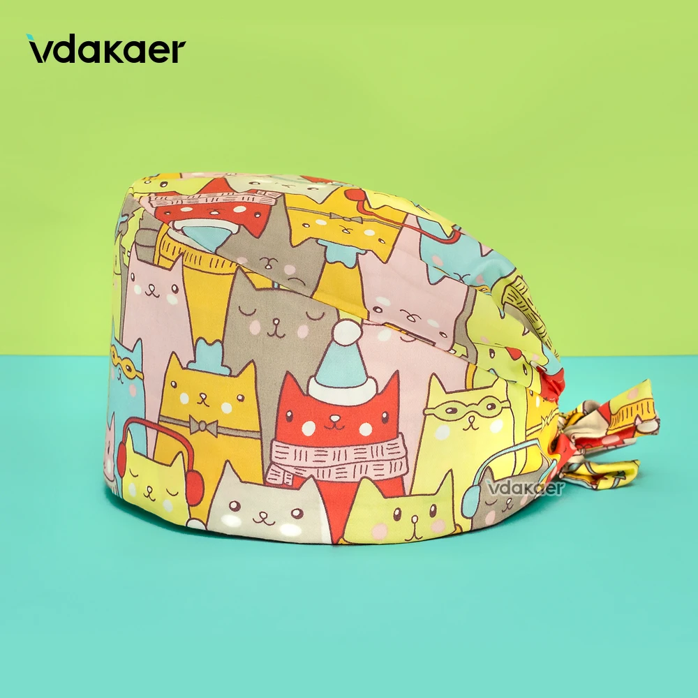 

anime Pet Beauty Scrub Cap Adjustable Elastic Printing Surgical Hats Lab Nurse Cap Medical Uniform Women Hat nurses hat