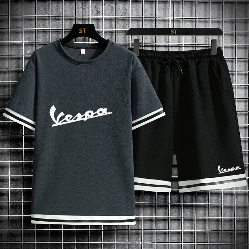 

2021 new car LOGO men's short-sleeved hot sale printed T-shirt sports and leisure suit short-sleeve summer 2-piece set