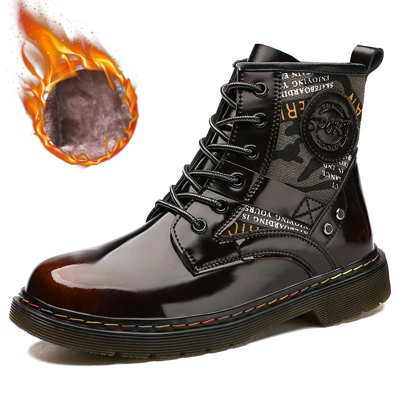 

Fashion Trekking Shoes for Men Winter Plus Size Wearable Military Combat Boots Men Inside Fur Split Leather Army Military Boots
