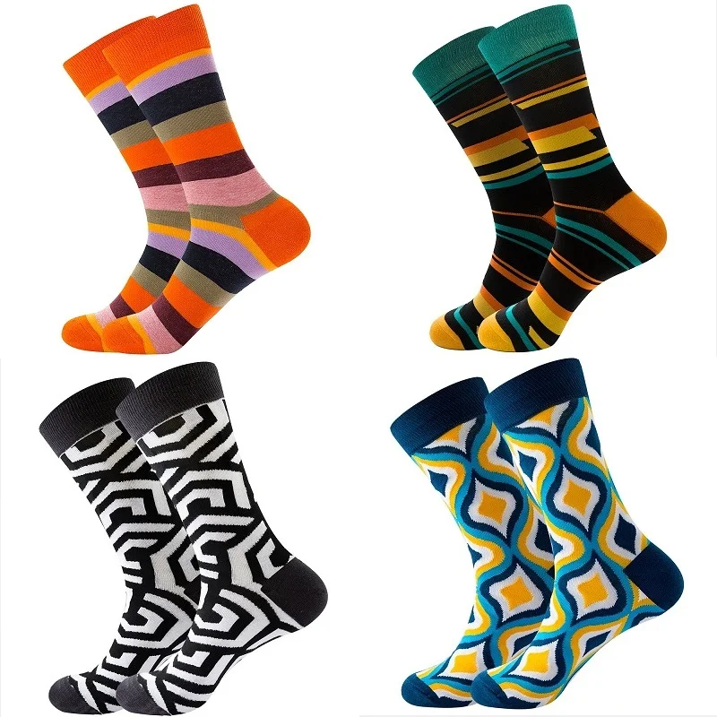 

Fashion Striped Tube Women's Socks Spring and Autumn Cotton Colorful