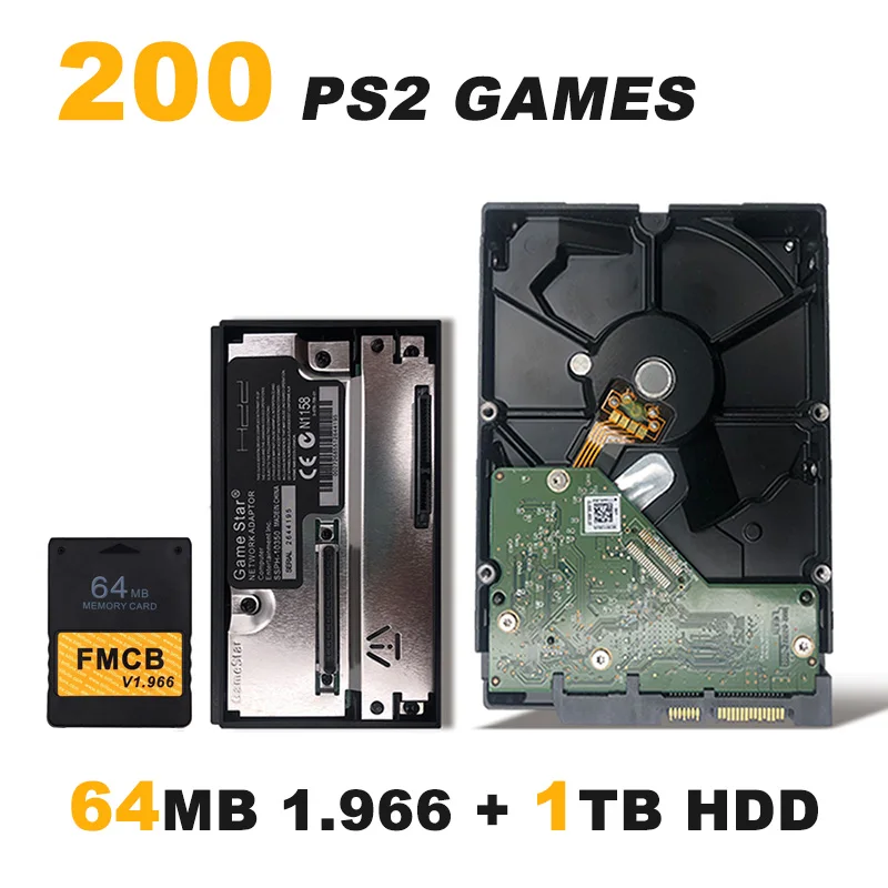 64MB and 1TB FMCB v1.966 8/16/32/64 Мб карта памяти для PS2+ 3," жесткого диска SATA HDD 80 Гб/320 Гб/500 Гб/1 ТБ/2 ТБ с игр+ жесткого диска SATA HDD адаптер - Цвет: 64MB and 1TB