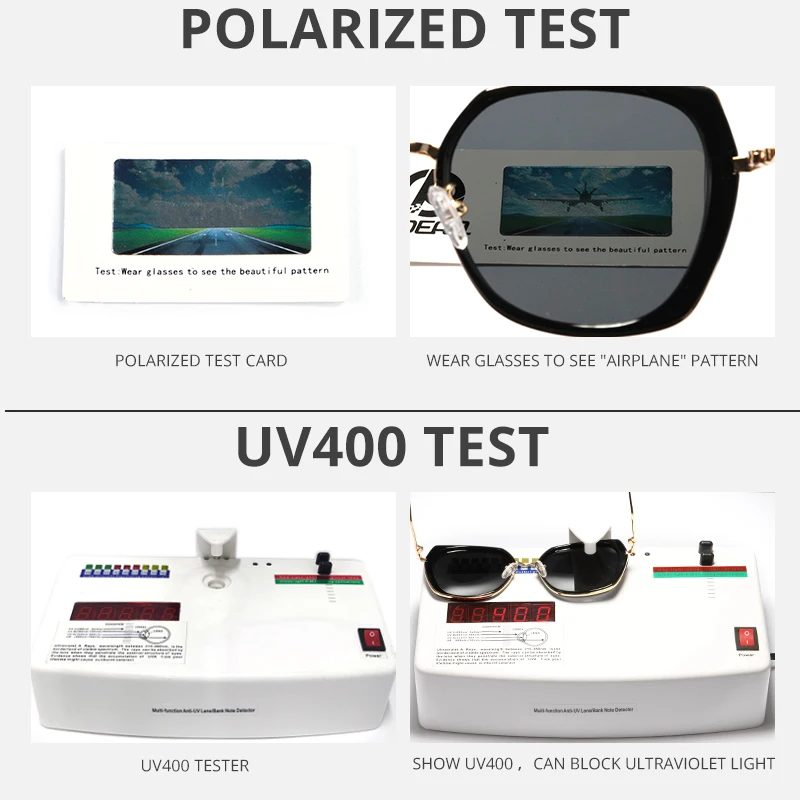 Женские солнцезащитные очки с поляризацией KDEAM розовые большого размера со