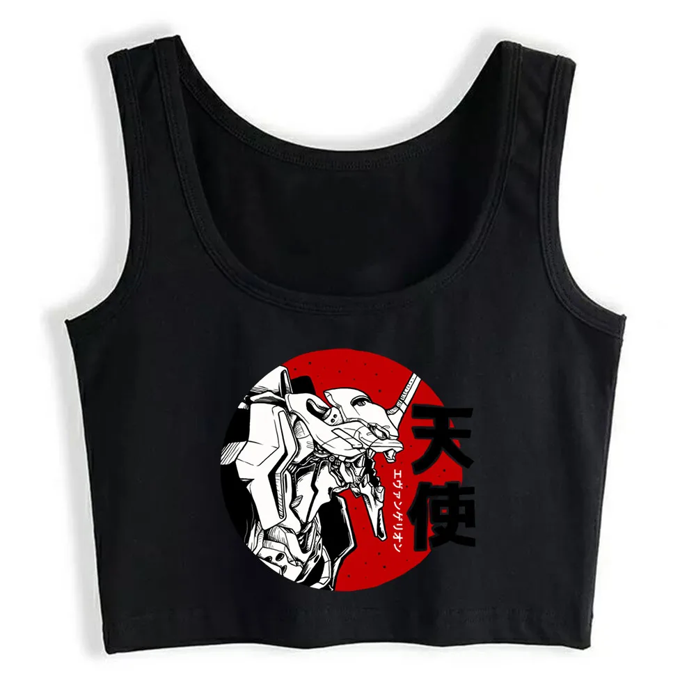 

Crop Top Female Evangelion Vogue White Print Tops Women