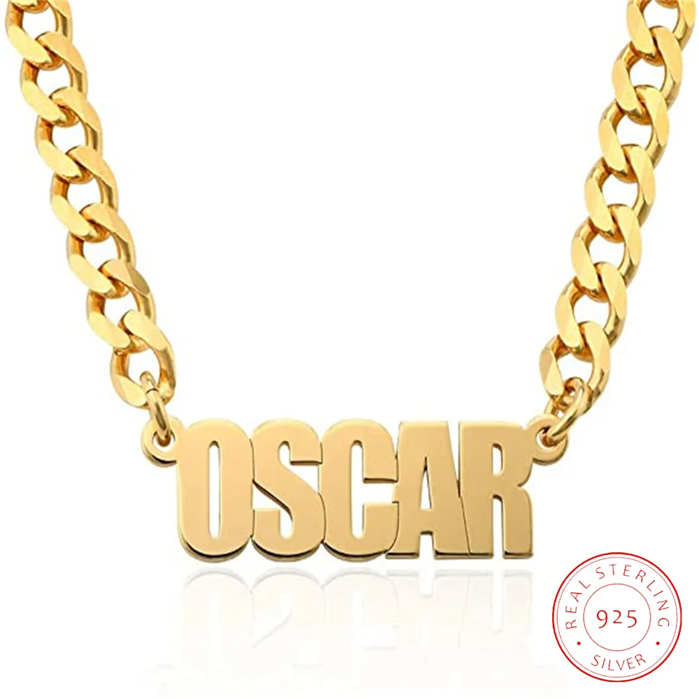 

Noelia Personlized Custom Name Necklace Sterling Silver Cuban Chain Necklace Custom Pendant for Men Women Jewelry Gifts