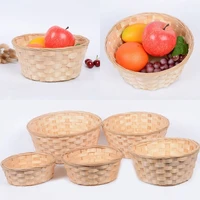 bamboo woven bread basket snacks container food display basketry kitchen fruit vegetables egg storage tray organizer