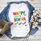 Графические футболки из 100% хлопка с надписью Happy Day of School для учителя
