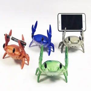 creative phone holder crab pen holder mobile stand with bluetooth compatible speaker support tf card standing desk decoration free global shipping