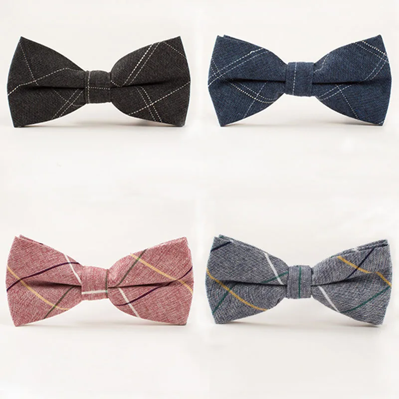 

Linbaiway Men Bow Tie Cotton Plaid Bowtie For Men Women Business Wedding Adult Bow Ties Butterfly Cravats Bowties Custom Logo