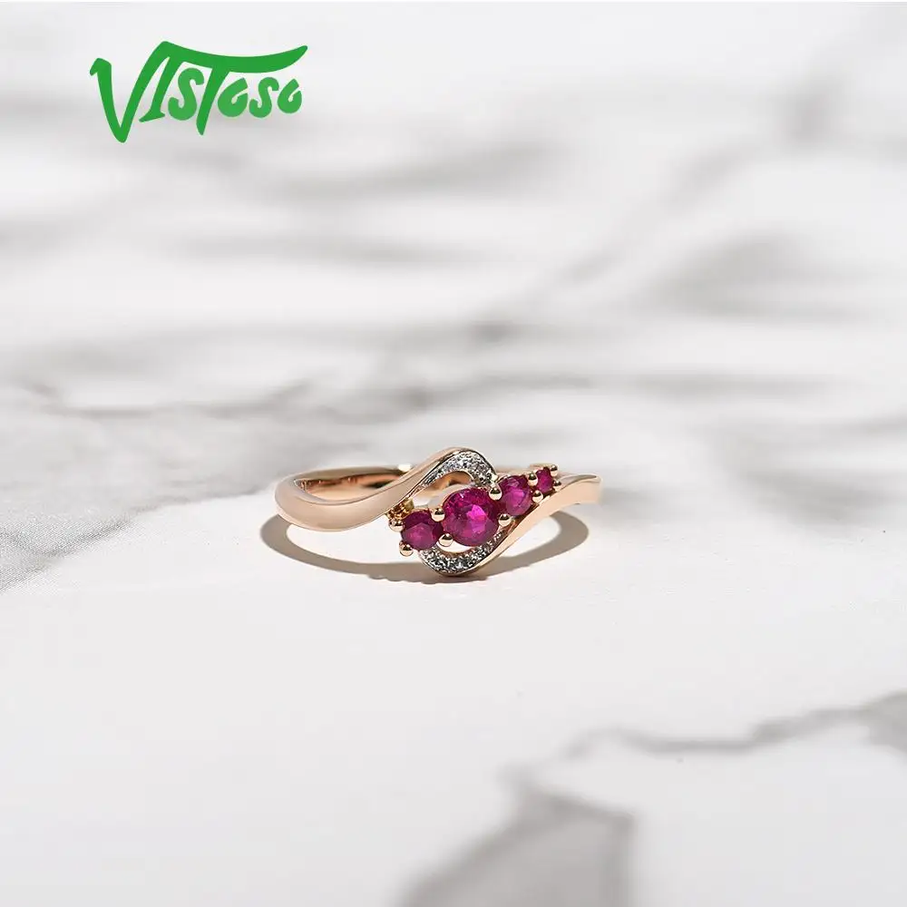 Женское золотое кольцо с бриллиантами VISTOSO розовое золото 14 к 585 пробы со