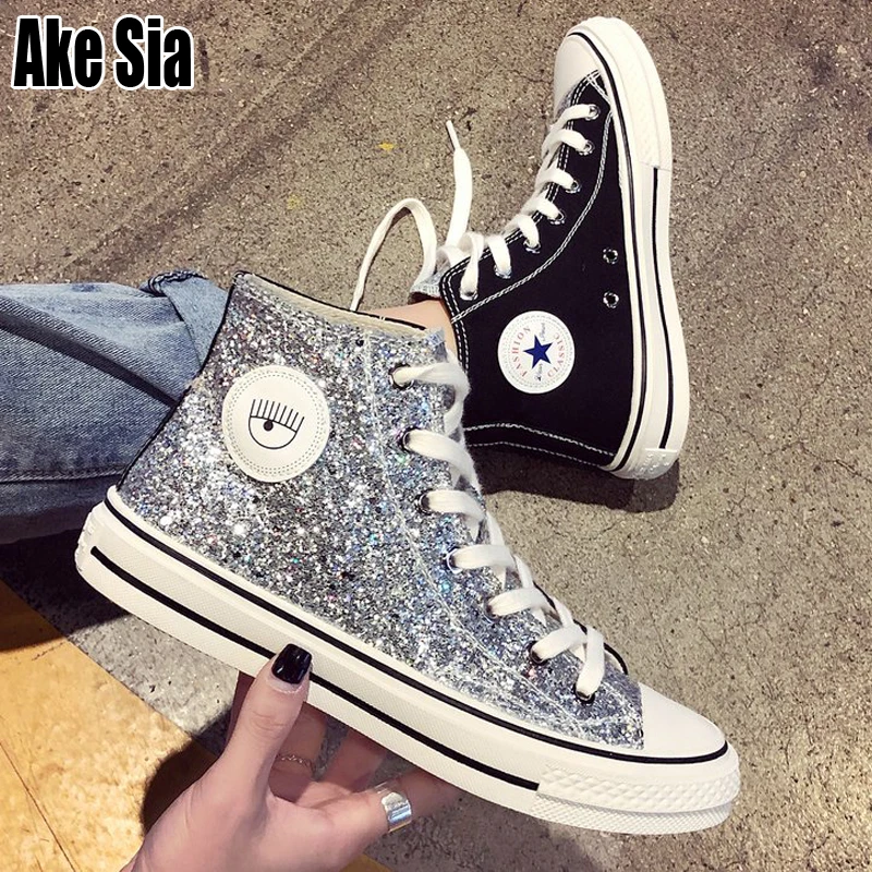 Женские Модные холщовые шнурки на шнуровке; Zapatillas; прогулочные женские туфли на плоской подошве; повседневные туфли с блестками; C125