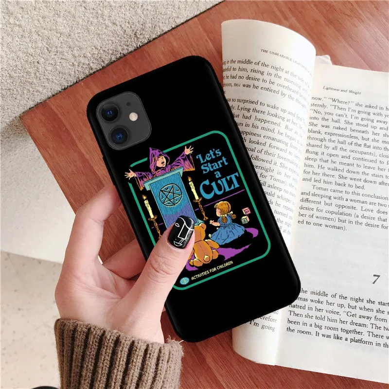 Funny Halloween Satan Vintage Let's Summon Demons Graphic Black silicone Phone Case For iPhone XR X XS 11 Pro Max 8 7 6 6S Plus