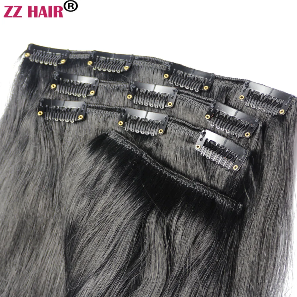 ZZHAIR 100 г 160 16 26 дюймов машинная работа волосы без повреждений набор из 8 шт. зажимы