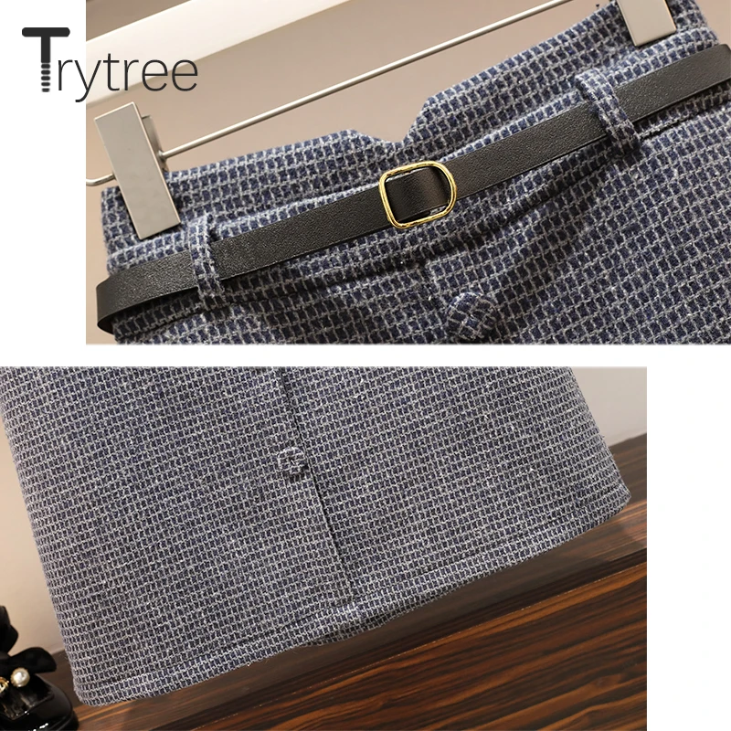 Trytree 2020 осенне-зимний комплект из двух предметов повседневный Вязаный топ с