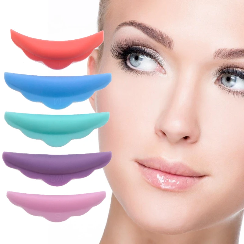 

5 Pairs Silicone Eyelash Pads Colorful Recycling Lashes Rods Shield Extention Eyelashes Accessories Applicator Tools