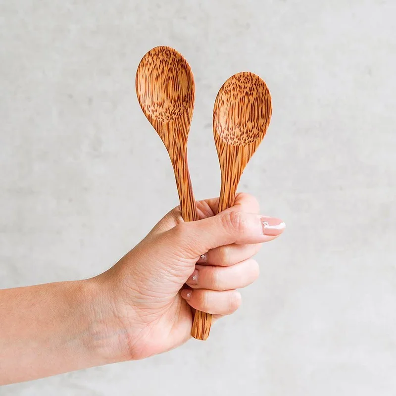 Ложка из кокосового дерева органический Деревянный Столовые приборы ложка