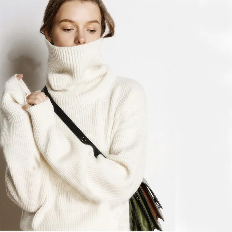 

Autumn and winter new woolen sweater women's high-neck thick pullover sweater loose and lazy knitting base was thin