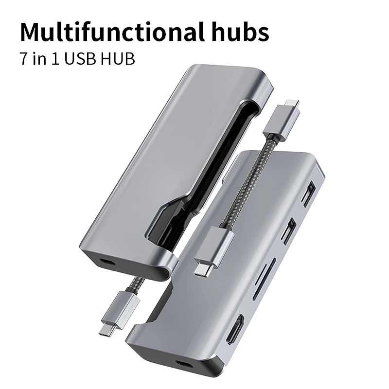 7 в 1 USB C док станция для ноутбука 2USB 3 0 + 4K HDMI TF SD RJ45 Gigabit PD Type usb хаб|Сетевые