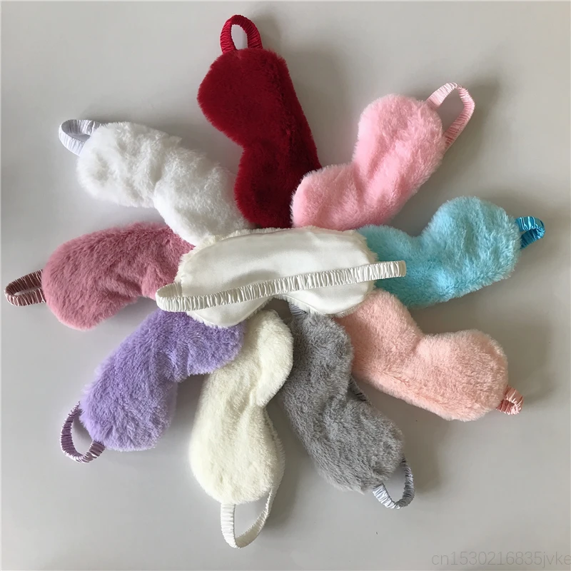 Симпатичная супермягкая плюшевая маска для сна из кроличьего меха длинная