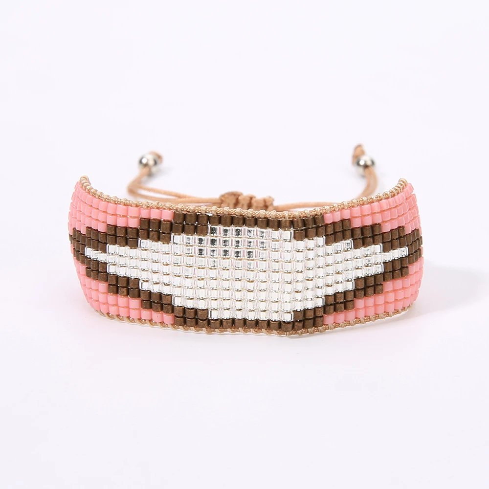 

Rttooas Handmade MIYUKI Bracelets Women Pink Delicas Seed Beads Cuff Bracelets Loom Woven Female Jewelry 2019 New