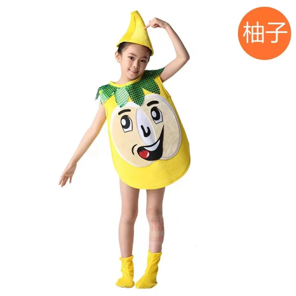 

Halloween Children's fruit dance clothes vegetable grapefruit onion eggplant performance Adult parent-child cosplay costume