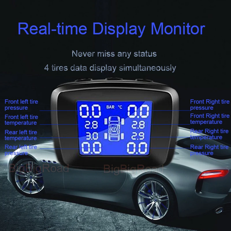 Система контроля давления в шинах BigBigRoad TPMS для Honda Odyssey Vezel City Fit Avancier Crider Accord URV UR V