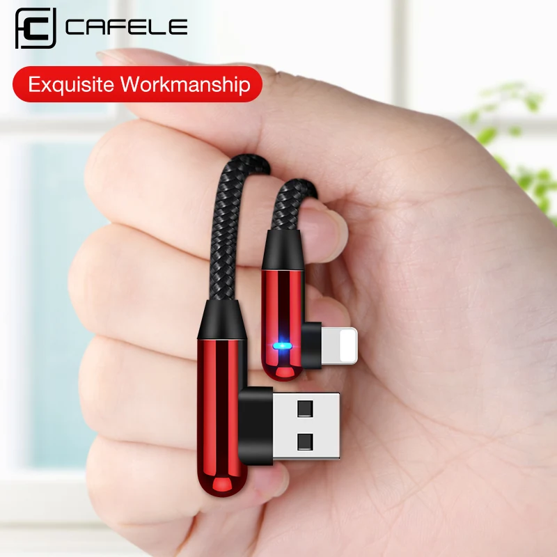 Cafele 90 градусов светодиодный usb кабель для IPhone 11 Pro X Xs Max 8 7 6s Plus мобильный игровой