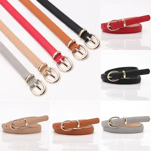 Ремень женский тонкий, с металлической пряжкой, регулируемый, красный