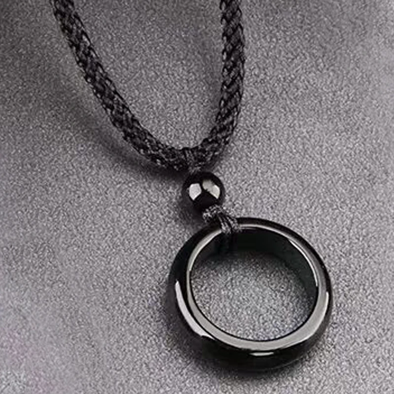 Мужская винтажная подвеска с черным кристаллом геометрической формы длинная