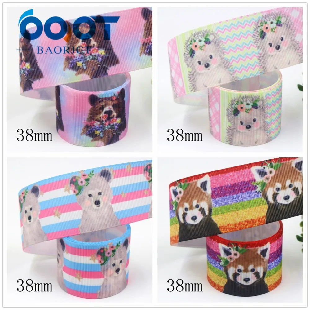OOOT BAORJCT I-19906-2069, 38 мм, 10 ярдов мультфильм тепловой передачи печатных корсажные ленты, одежда лук крышка DIY украшения