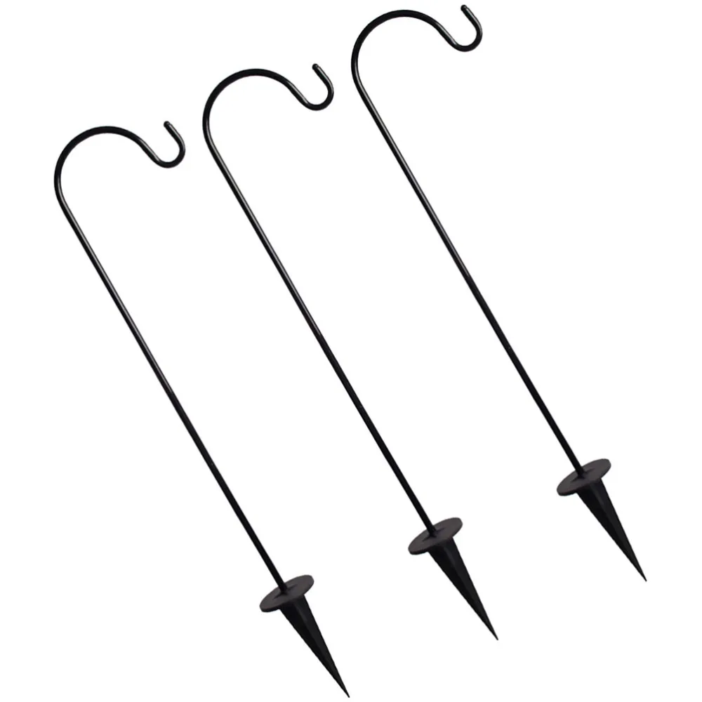 

3Pcs Shepherd Hooks Outdoor Hanging Hooks Garden Iron Hook Practical Iron Hangers