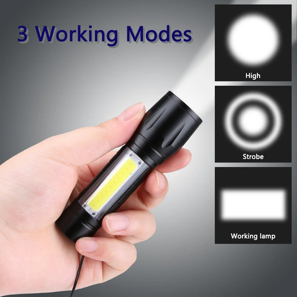 

Mini Strong Light Flashlight Cob Flashlights USB Charging Focusing Lamp Outdoor Waterproof Riding Lamps For Mountain Bicycle