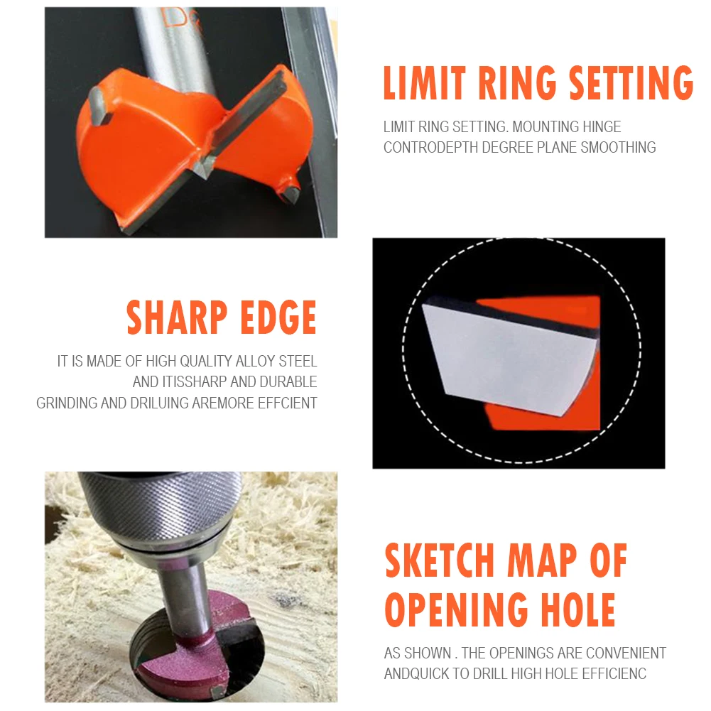 

Woodworking Hole Hand Drilling Wood Reaming Drill Bits Strong Toughness Wooden Portable Hinge Alloy Hole Puncher