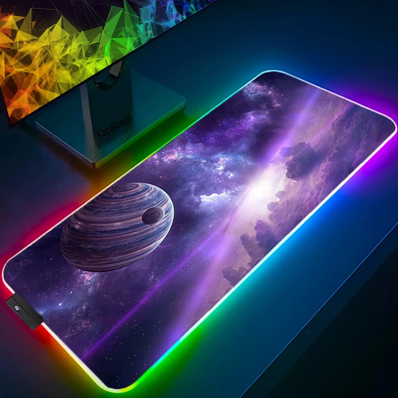 Игровой коврик для мыши Spac RGB игровой компьютерный с подсветкой большой XXL