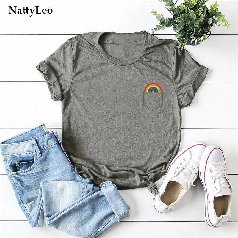 

S-5XL Women Plus Size TShirt 100%cotton Mini Rainbow Print T-Shirt O Neck Short Sleeve Tees Summer Clothes for Women Shirts